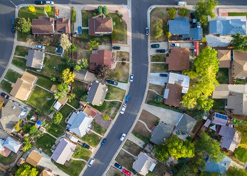 Residential street with houses