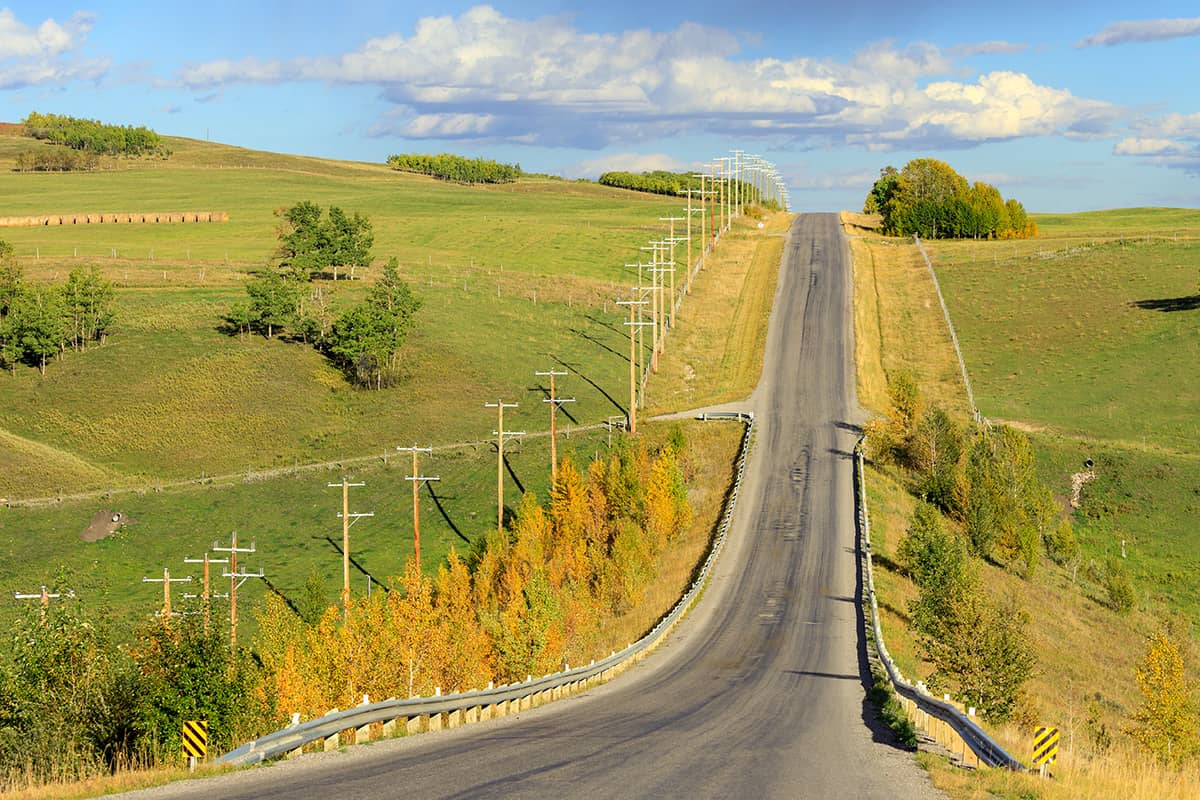 Powerlines and powerpoles on country road