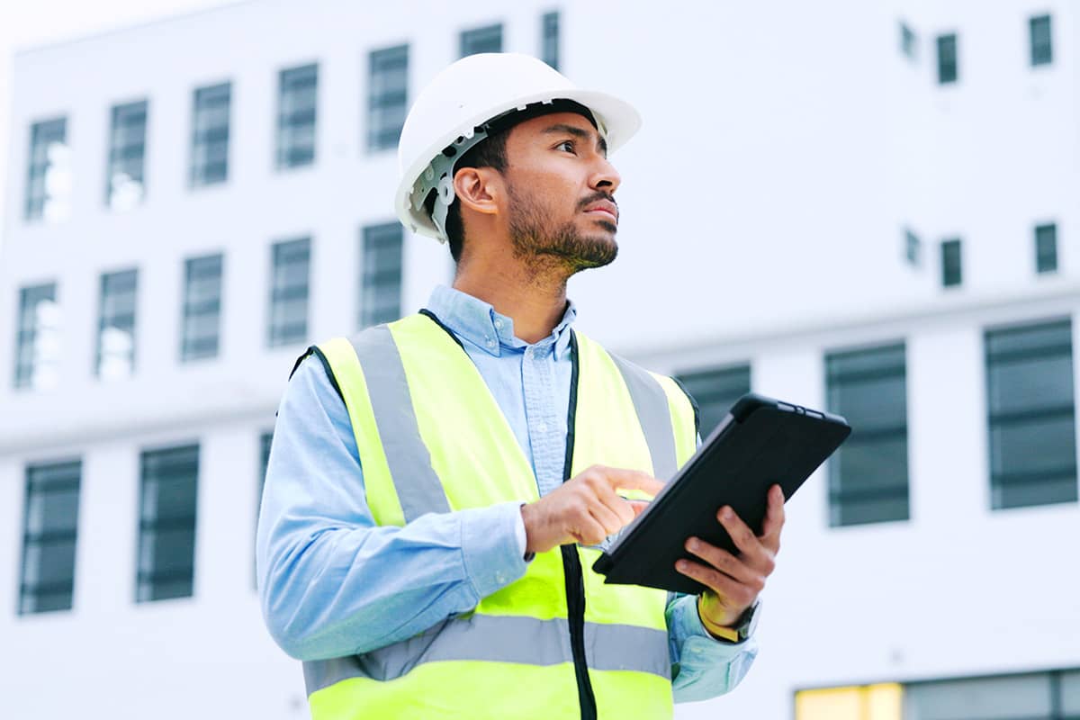 Man working on iPad